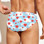 Red Heart Balloon Pattern Print Men's Swim Briefs