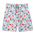 Red Heart Balloon Pattern Print Men's Swim Trunks