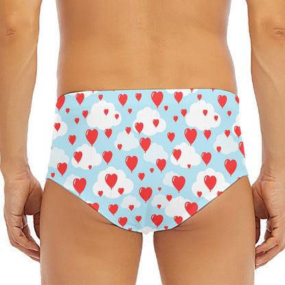 Red Heart Balloon Pattern Print Men's Triangle Swim Briefs