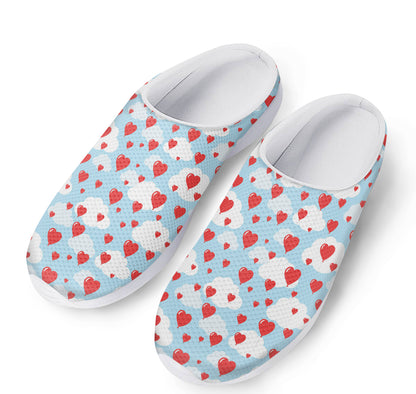 Red Heart Balloon Pattern Print Mesh Casual Shoes