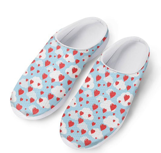 Red Heart Balloon Pattern Print Mesh Casual Shoes