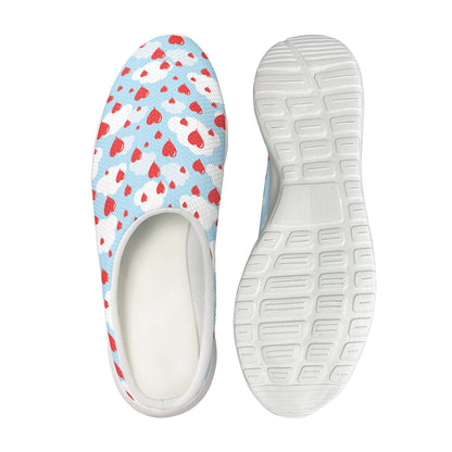 Red Heart Balloon Pattern Print Mesh Casual Shoes