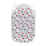 Red Heart Balloon Pattern Print Mesh Laundry Hamper