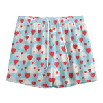 Red Heart Balloon Pattern Print Mesh Shorts