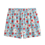 Red Heart Balloon Pattern Print Mesh Shorts