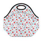 Red Heart Balloon Pattern Print Neoprene Lunch Bag