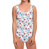 Red Heart Balloon Pattern Print One Piece Swimsuit