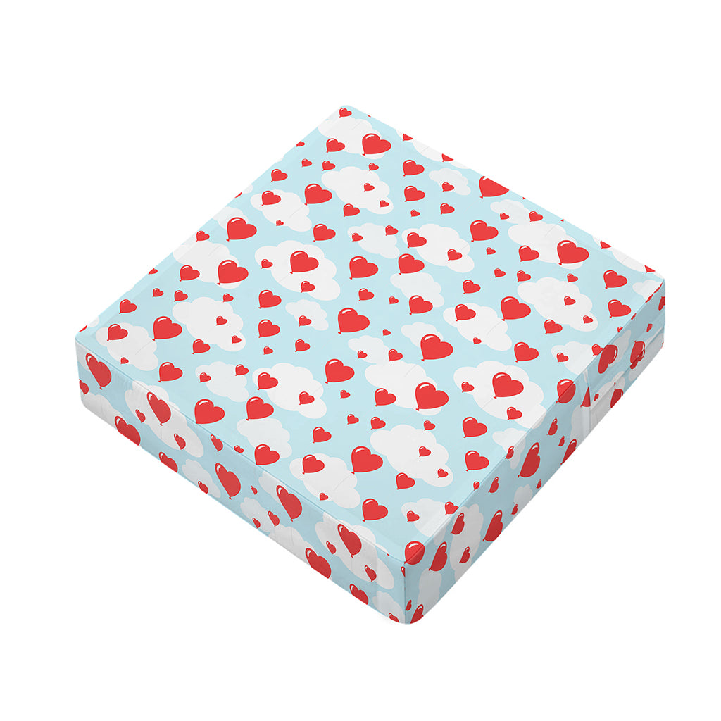 Red Heart Balloon Pattern Print Outdoor Seat Cushion Cover