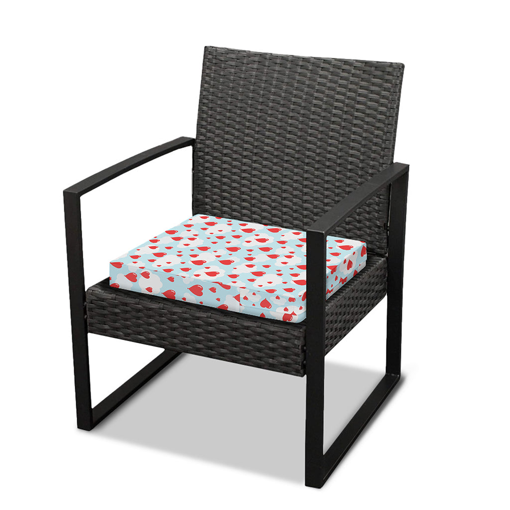 Red Heart Balloon Pattern Print Outdoor Seat Cushion Cover