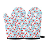 Red Heart Balloon Pattern Print Oven Mitts
