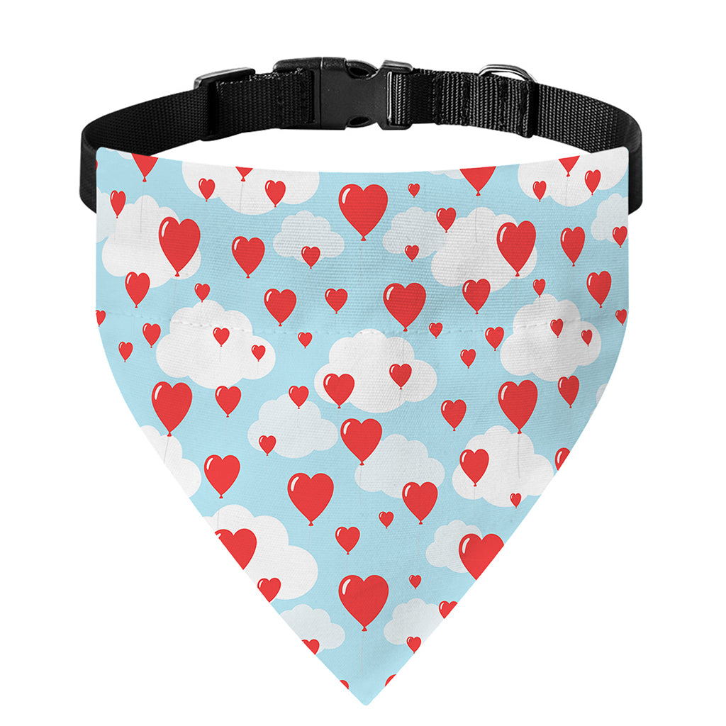 Red Heart Balloon Pattern Print Over The Collar Dog Bandana
