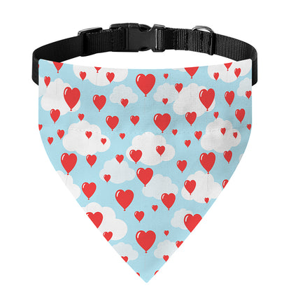 Red Heart Balloon Pattern Print Over The Collar Dog Bandana