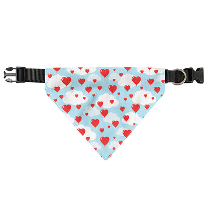 Red Heart Balloon Pattern Print Over The Collar Dog Bandana