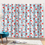Red Heart Balloon Pattern Print Pencil Pleat Curtains