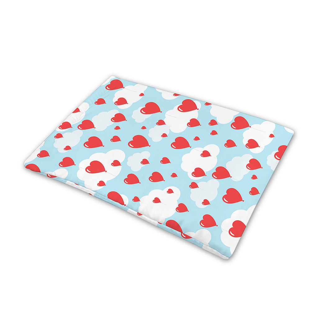 Red Heart Balloon Pattern Print Pet Cooling Mat Cover