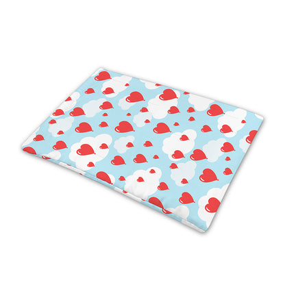 Red Heart Balloon Pattern Print Pet Cooling Mat Cover