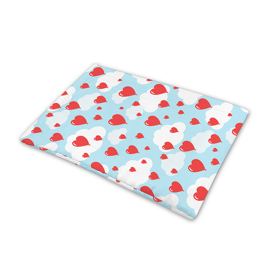 Red Heart Balloon Pattern Print Pet Cooling Mat Cover