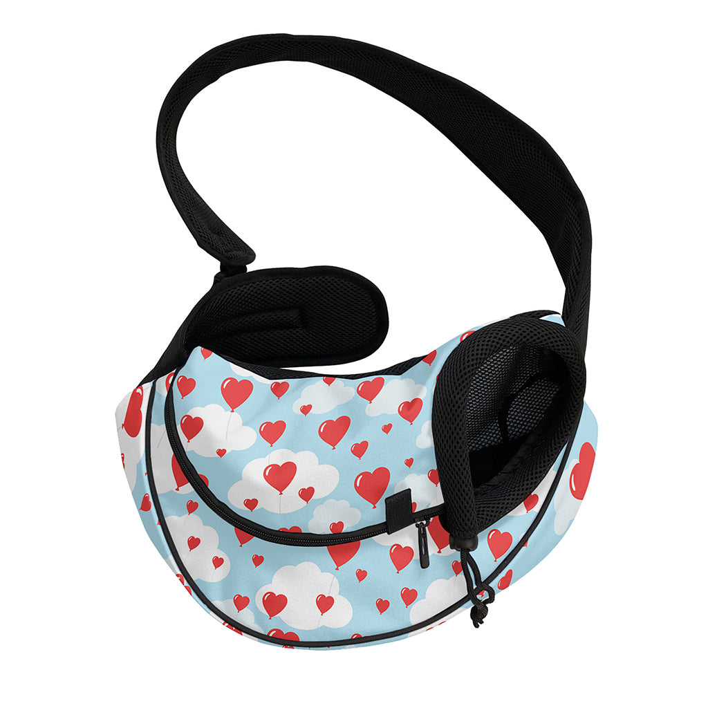 Red Heart Balloon Pattern Print Pet Sling Carrier