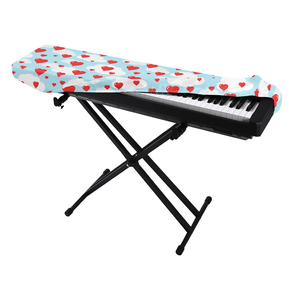 Red Heart Balloon Pattern Print Piano Keyboard Cover
