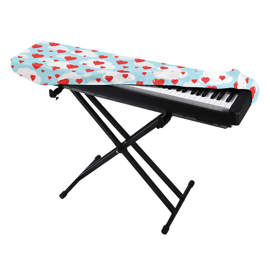 Red Heart Balloon Pattern Print Piano Keyboard Cover