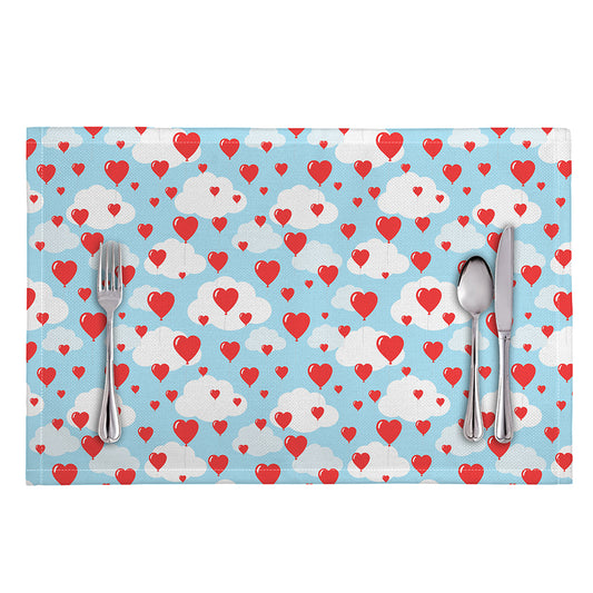 Red Heart Balloon Pattern Print Placemat