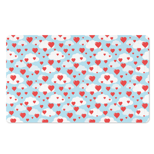 Red Heart Balloon Pattern Print Polyester Doormat