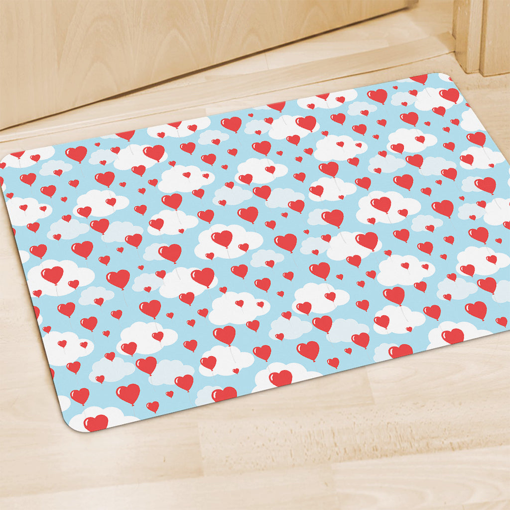 Red Heart Balloon Pattern Print Polyester Doormat