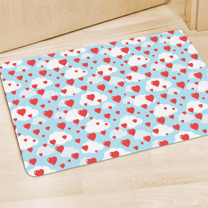 Red Heart Balloon Pattern Print Polyester Doormat