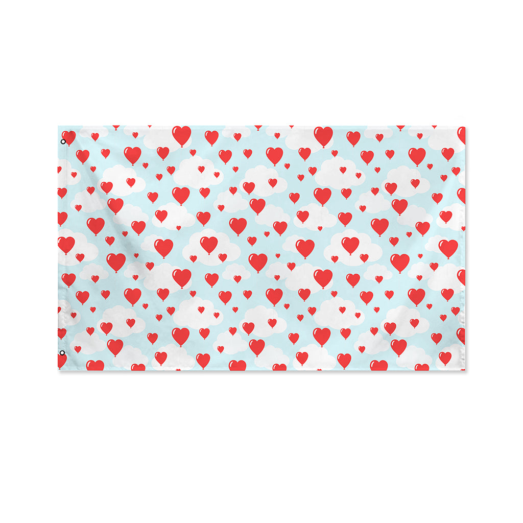 Red Heart Balloon Pattern Print Polyester Flag