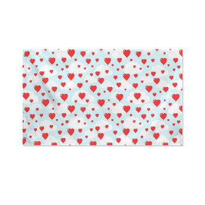 Red Heart Balloon Pattern Print Polyester Flag