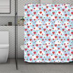 Red Heart Balloon Pattern Print Polyester Shower Curtain