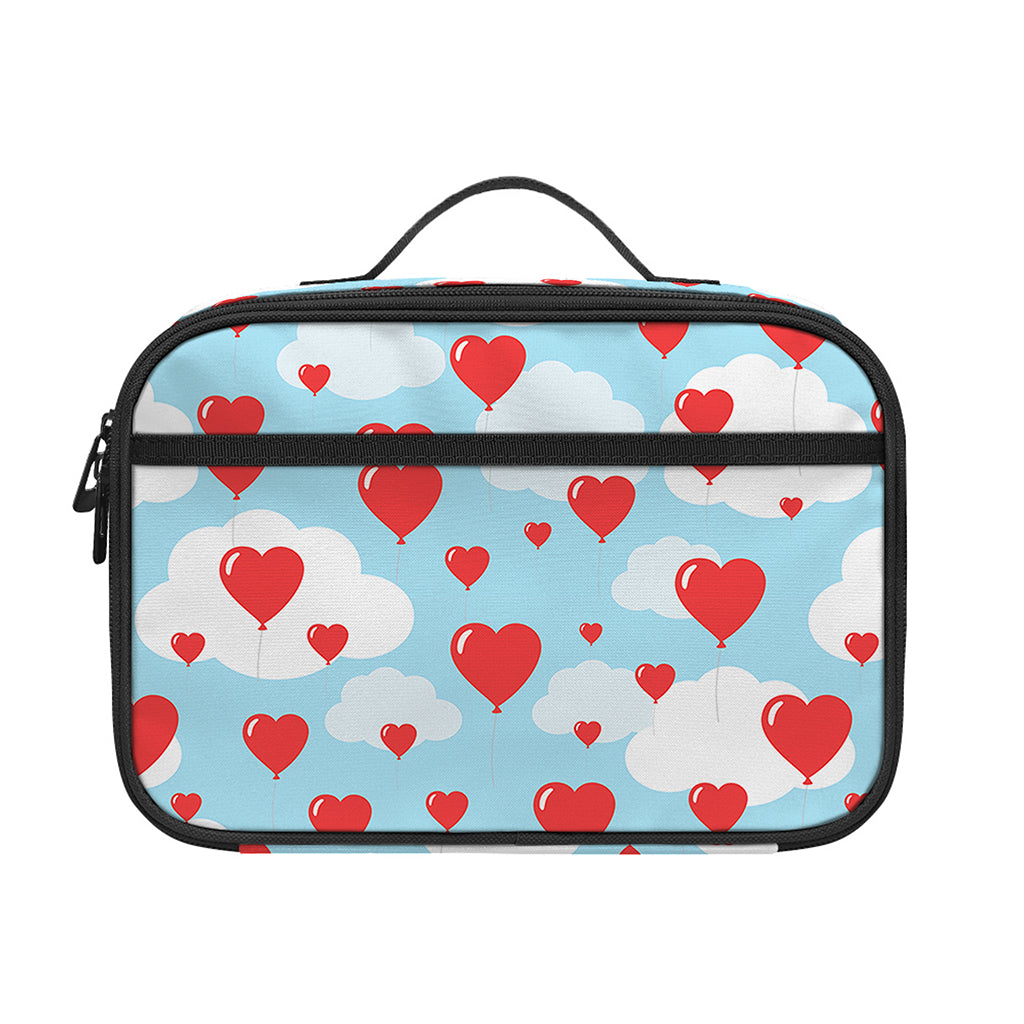 Red Heart Balloon Pattern Print Portable Lunch Bag