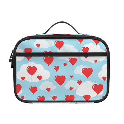Red Heart Balloon Pattern Print Portable Lunch Bag