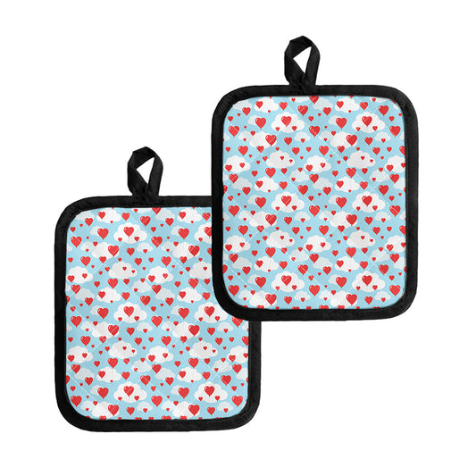 Red Heart Balloon Pattern Print Pot Holders