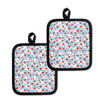 Red Heart Balloon Pattern Print Pot Holders