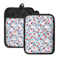 Red Heart Balloon Pattern Print Pot Holders With Pocket