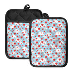 Red Heart Balloon Pattern Print Pot Holders With Pocket