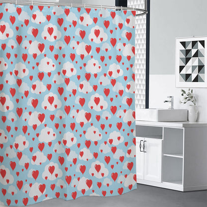 Red Heart Balloon Pattern Print Premium Shower Curtain