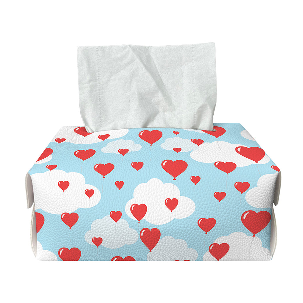 Red Heart Balloon Pattern Print Rectangle Tissue Box Cover