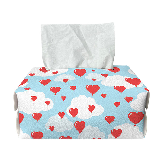 Red Heart Balloon Pattern Print Rectangle Tissue Box Cover