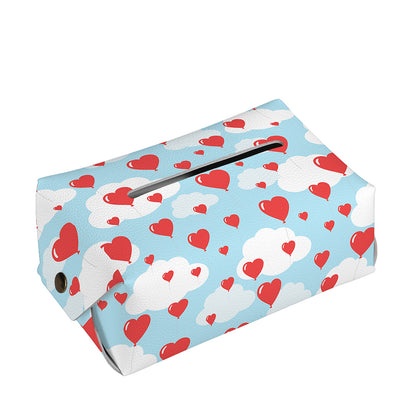 Red Heart Balloon Pattern Print Rectangle Tissue Box Cover