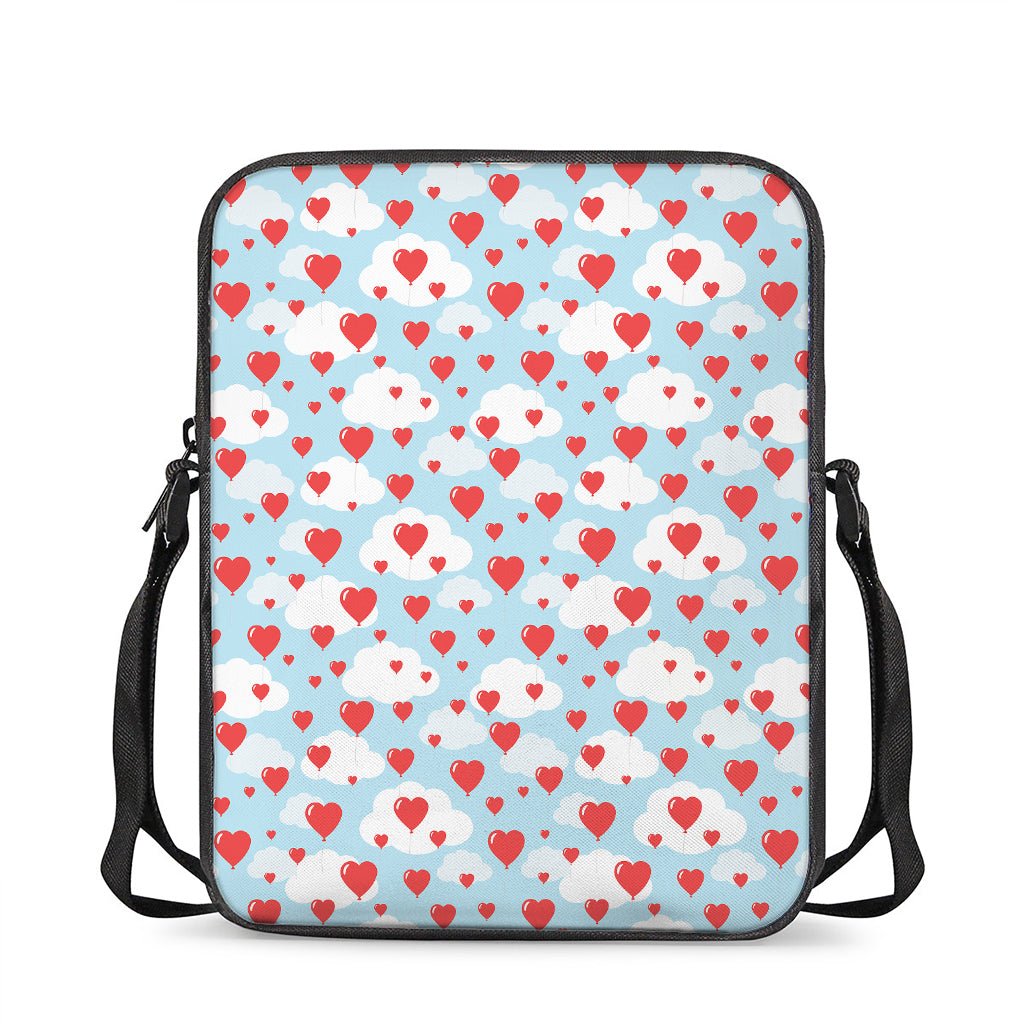 Red Heart Balloon Pattern Print Rectangular Crossbody Bag
