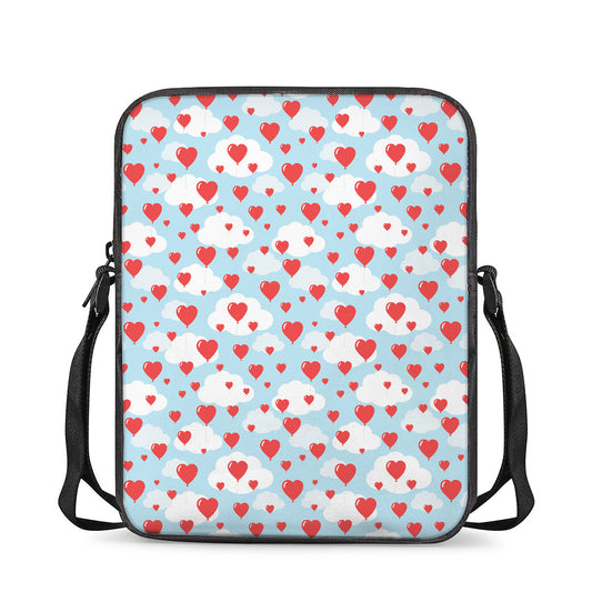 Red Heart Balloon Pattern Print Rectangular Crossbody Bag