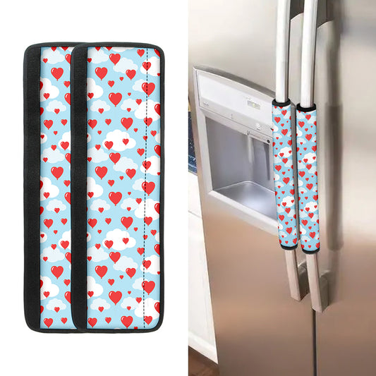 Red Heart Balloon Pattern Print Refrigerator Handle Covers