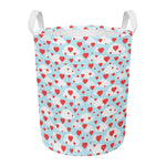 Red Heart Balloon Pattern Print Round Laundry Basket