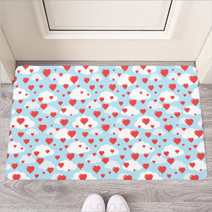 Red Heart Balloon Pattern Print Rubber Doormat