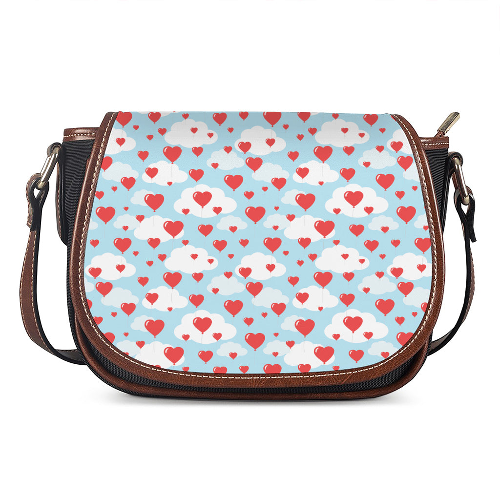 Red Heart Balloon Pattern Print Saddle Bag
