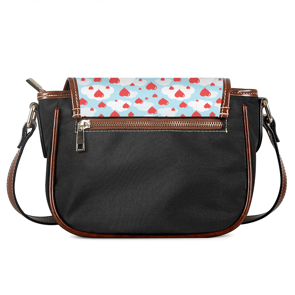 Red Heart Balloon Pattern Print Saddle Bag