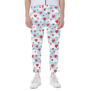 Red Heart Balloon Pattern Print Scuba Joggers