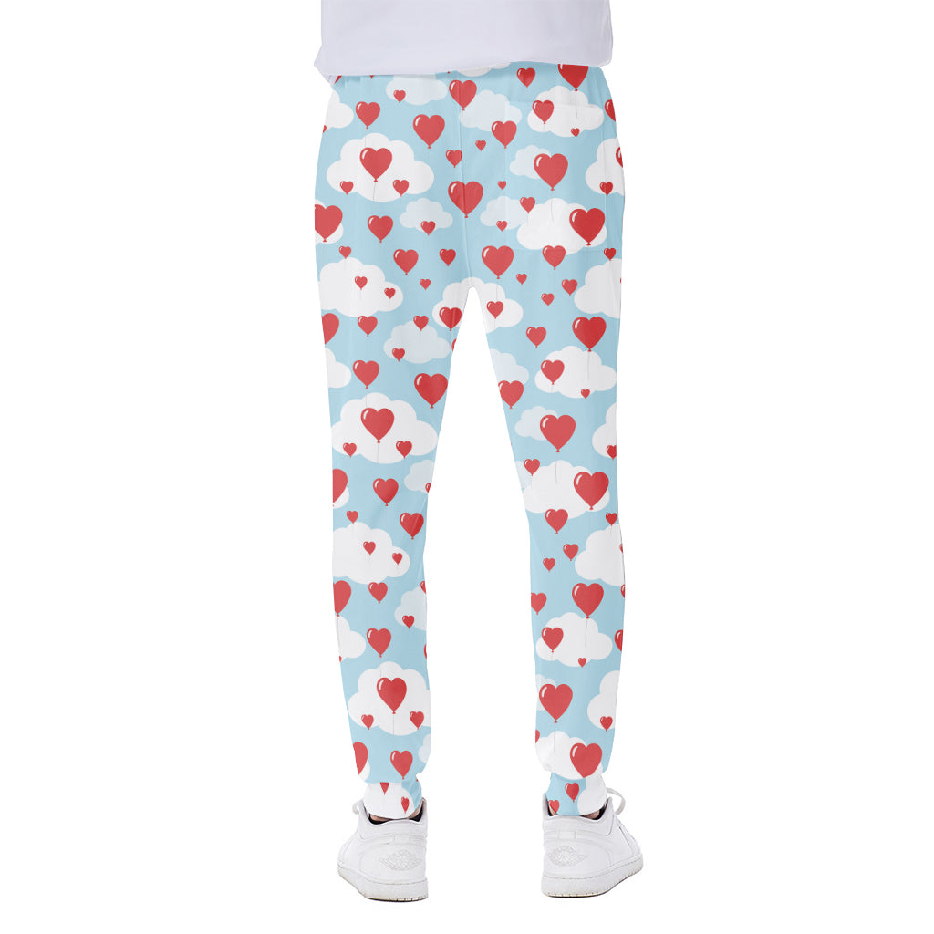 Red Heart Balloon Pattern Print Scuba Joggers